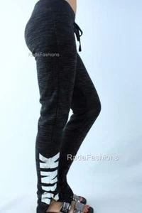 Pantalones de sudor Victoria's Secret ROSA negro marga plateado acogedores forrados de lana con cremallera - Imagen 1 de 3