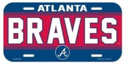 Atlanta Braves License Plate Car Tag MLB Baseball Peach State USA WinCraft - Image 1 of 2
