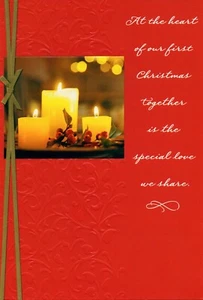 Tarjeta romántica NUESTRA PRIMERA NAVIDAD, vela amor especial que compartimos por sello +✉ - Imagen 1 de 5