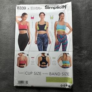 Simplicity 8339 Sports Bra Sewing Pattern Knit Sizes 30A–44G S-XL Workout Gym - Picture 1 of 7