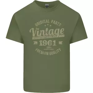 T-shirt uomo cotone chiaro vintage anno 64° compleanno 1961 verde militare - Foto 1 di 3