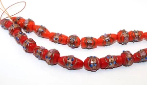 4 Strands Wedding Cake Beads Red & Orange, Multi size & shape Beads for jewelry - Picture 1 of 1