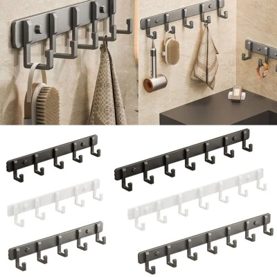 Key Coat Clothes Door Holder Rack Hook Wall Mounted Hanger 5/7 Hooks Aluminum - Image 1 of 4