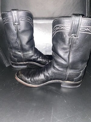 Justin ботинки размер 9,5 EE черный ящерица сделано в США стиль 3112 Western - Изображение 1 из 4