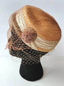 Vintage Damen Hut Netz von Jr B Blumenband Cluster Mid Century Ostern - Bild 1 von 5
