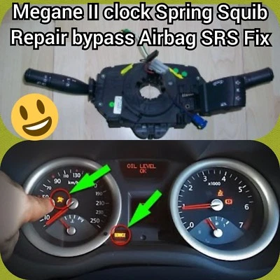  MEGANE II CLOCK SPRING AIR BAG SQUIB  ROTARY - Bypass Repair Fix B1007 + B1008 - Image 1 of 3