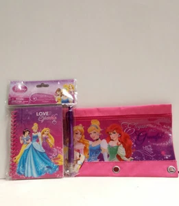 DISNEY PRINCESS Schreibwaren Set Mädchen Kinder Tagebuch Journal mit Stift und Federtasche - Bild 1 von 6