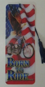 Ttop born to ride Eagle patriotic flag 3D BOOKMARK lenticular action made in USA - Picture 1 of 3