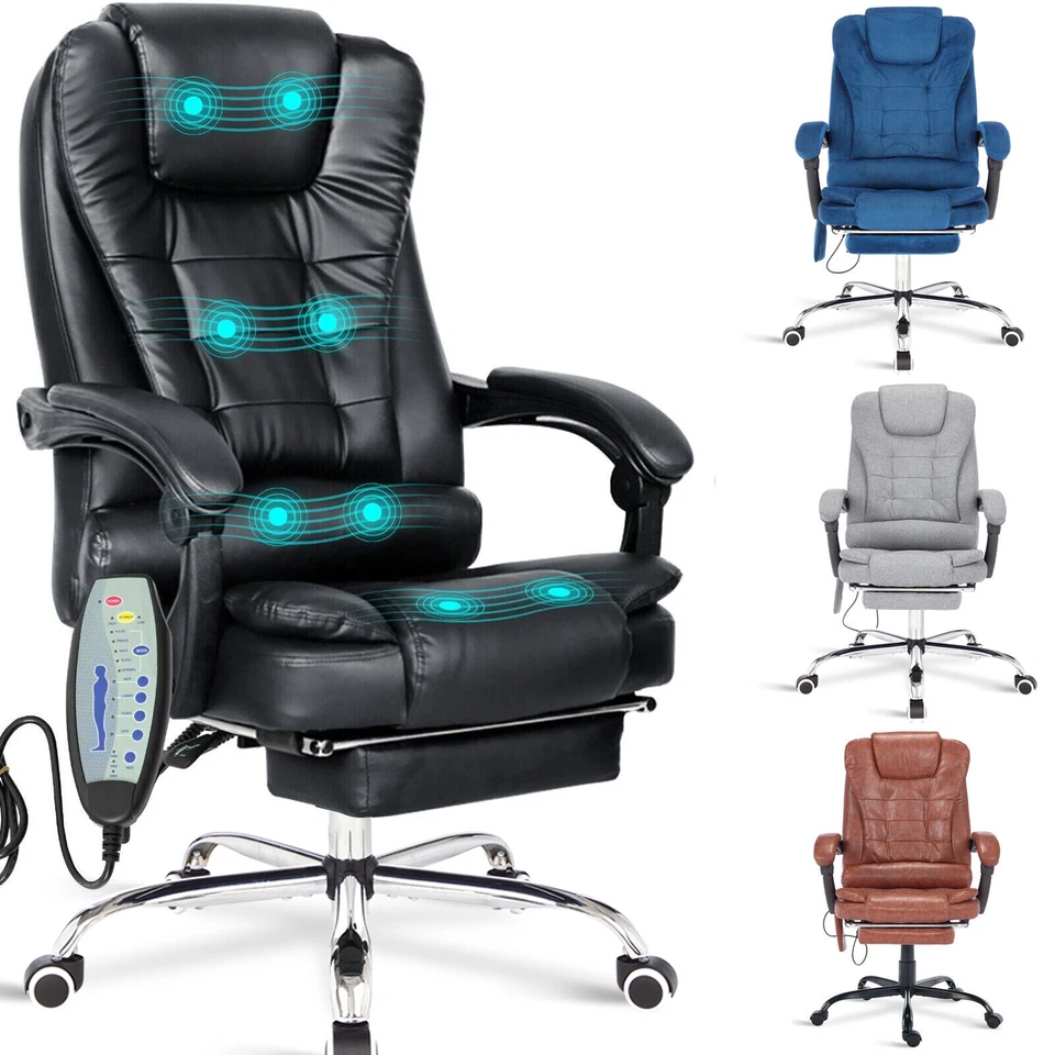 Massage Office Chair Gaming Computer Desk Swivel Recliner Chair Leather Footrest