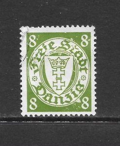 DANZIG SCOTT 172 USED F/VF (C) - 1937 8pf  YELLOW GREEN - COAT OF ARMS - Picture 1 of 2