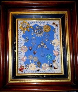 VTG 14x12 Flower Gift Jewelry Framed Picture Art OOAK Artist Signed Christmas - Picture 1 of 12