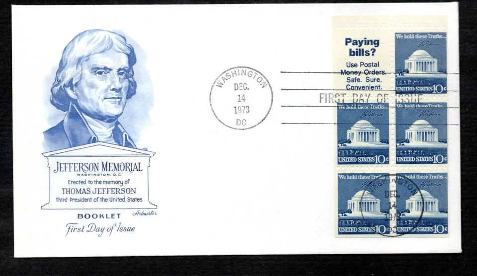 US Scott #1510b Booklet Pane, FDC, Unaddressed - Image 1 of 1