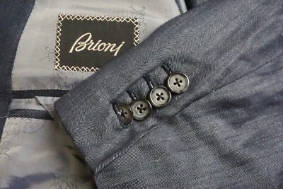 Chaqueta Abrigo Deportivo Brioni Bracciano Current Azul Espiga Mezcla Cachemira Talla 46 Foto 1 de 4