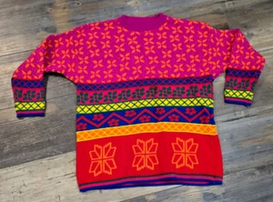 Vintage Kids United Colors of Benetton Wool Sweater 012 Medium Fair Isle Italy - Picture 1 of 6