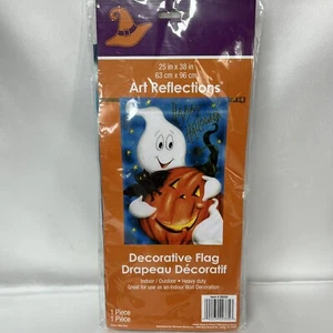 Bandiera decorativa Halloween fantasma con pipistrello zucca 25 x 38 uso interno esterno NUOVA - Foto 1 di 4