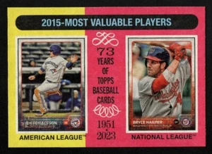 Bryce Harper & Josh Donaldson 2024 Topps Heritage 2015 flip stock MVP SSP/5 - Foto 1 di 2