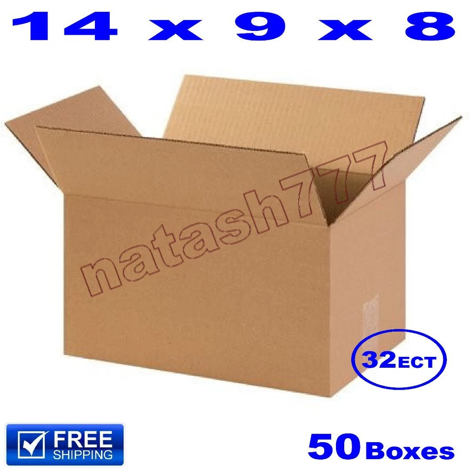 50 - 14x9x8 Cardboard Boxes 32-ECT Mailing Packing Shipping Corrugated Carton - Image 1 of 1