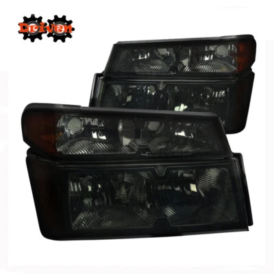 For 04-12 Chevy Colorado GMC Canyon Headlights +Turn Signal Smoked Tinted - Image 1 of 2