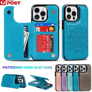 For iPhone 16 15 14 13 12 11 Pro Max 8/7/SE XR S Case Leather Wallet Card Cover - Picture 1 of 29