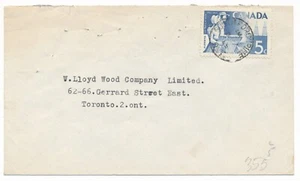 1955 South Porcupine Ont. Cancel on Canada #355 - Lloyd Wood Co. Toronto Ontario - Foto 1 di 2