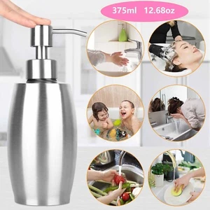 375ML Sink Soap Dispenser Kitchen Stainless Steel Hand Liquid Pump Lotion Bottle - Picture 1 of 5