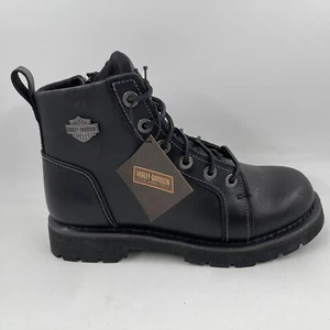 NIB! Harley Davidson Men’s Hannon Black Leather Zipper Motorcycle Boots - SZ 8.5 - Picture 1 of 10