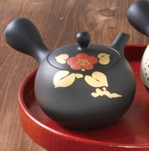 Tokoname Japanese Teapot Black clay Komaru Camellia Kyusu 240ml Y79 by Shoho New - Foto 1 di 9