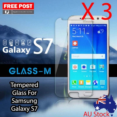 3 X Tempered Clear Glass For Samsung Galaxy S7 5.1" Screen Protector Smart phone - Image 1 of 4