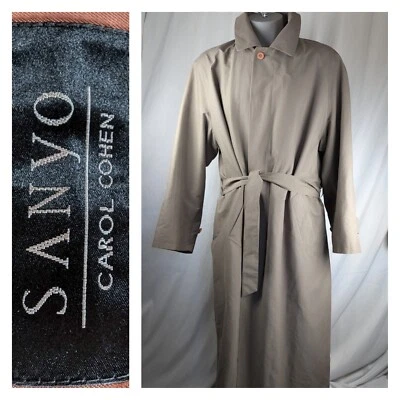 SANYO Men's Raincoat 42L Wool Lining (Removable) Belted Khaki Green Vintage - Image 1 of 4