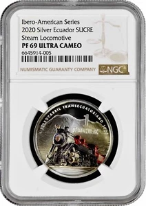 Ecuador 1 sucre 2020, NGC PF69 UC, "Ibero-America - Trans-Ecuadorian Railway" - Picture 1 of 2