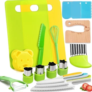 17PCS Kids Cooking Set - Montessori Kitchen Tools Kitchen Cookware Baking Toy Se - Picture 1 of 12