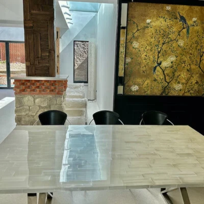 Selenite Coffee & Dining Table Top, Gemstone Crystal Agate Table Top 36"x24"  - Image 1 of 4