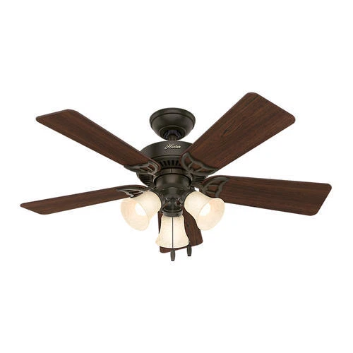 44" Bronze 5 Blade Ceiling Fan Cherry Walnut Tri Mount Traditional 3 Light Lamp - Image 1 of 4