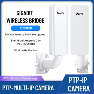 UeeVii 5𝐊𝐌 Wireless Bridge Gigabit 24V High Speed 5.8G Point to Point WiFi CPE - Picture 1 of 20