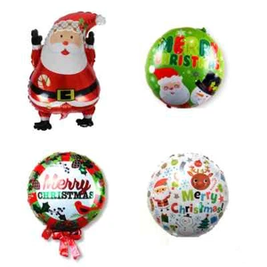 Weihnachten Helium Folien Ballon Merry Christmas Weihnachtsmann Deko Rot Runde - Bild 1 von 4