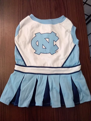 UNC (Univ NC) Tar Heel Cheerleader Dress (Med), Scarf, and Visor - Image 1 of 4