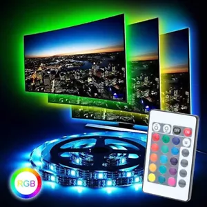 LED Strip Lights 1-5M USB 5050 Multi TV Back Lighting Kit+Remote Control New 5V - Picture 1 of 34