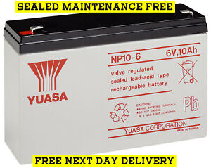 YUASA 6 Volt 10.0Ah AGM Rechargeable Lead Acid Back Up Battery 6V 10Ah VRLA