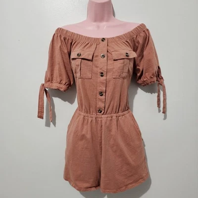 Derek Heart - Mameluco Manga Corta Utilitario - Talla L - Rosa Salmón - 100% Algodón Foto 1 de 4