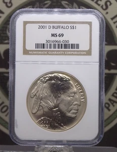 2001 "D" American *BUFFALO* Commemorative Silver Dollar $1 NGC MS69 #030 ECC&C - Picture 1 of 5