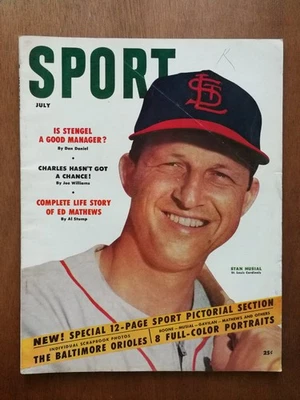 1954 年 7 月体育杂志 Stan Musial 圣路易斯红雀报摊 无标签 — 第 1/2 张图片