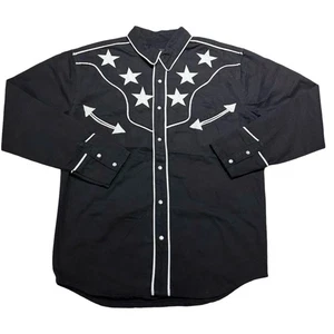 Camisa occidental grande con botones de estrellas negras/blancas azabache de cobre para hombre - Imagen 1 de 4