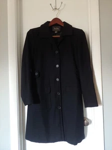 Steve & Barry Black Wool Trench Coat Mens M Vintage Jacket Knee-Length Winter - Picture 1 of 10