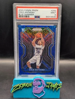 2020-21 Panini Prizm Cole Anthony Rookie Blue Shimmer Prizm 09/35 PSA 9 MINT - Image 1 of 3