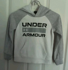 Under Armour Hoodie Jacket Kids Size 5 Gray White Logo Hooded Sweatshirt - Picture 1 of 6