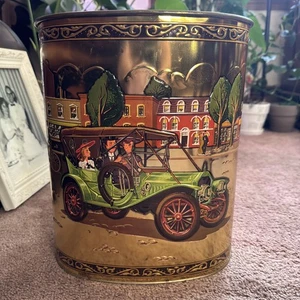 Antiguo bote de basura ovalado de hojalata Weibro - Imagen 1 de 4