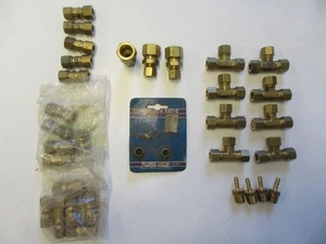 Assortment of 3/8" Brass Compression Fittings Tees, Couplings, & a couple other - Picture 1 of 1