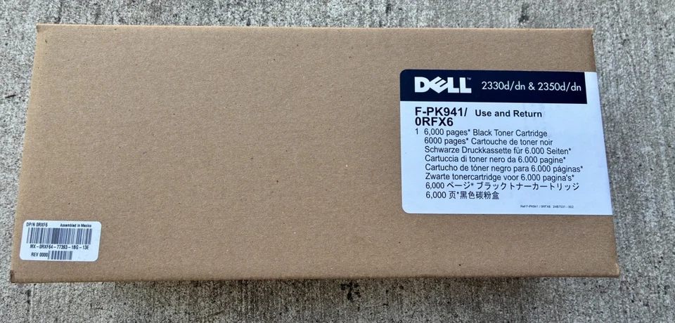 NEW SEALED  Dell High Yield Toner PK941 Black 2330d/dn & 2350d/dn 6000* Pages - Image 1 of 3