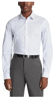 Camisa de vestir Calvin Klein para hombre corte regular mediana 15 en 32-33 azul geométrico Foto 1 de 4