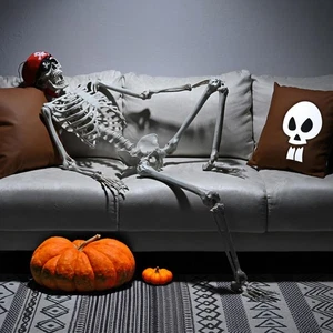 5.4' Life Size Halloween Pirate Skeleton Prop Joints Decor Human Anatomy Model - Picture 1 of 12